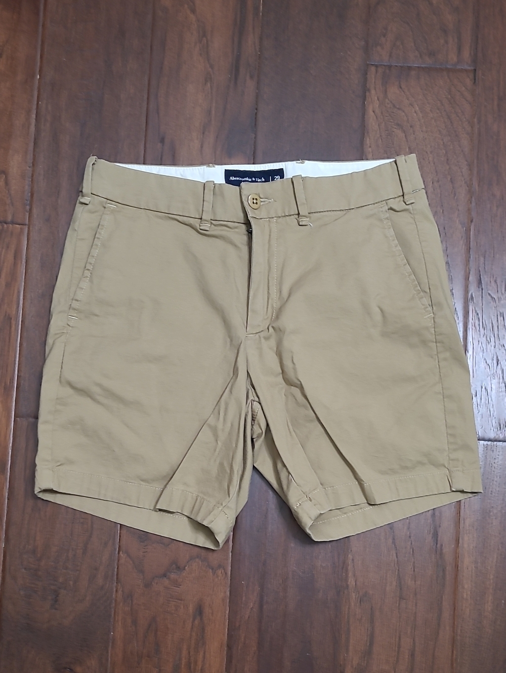 Abercrombie & Fitch Khaki Flat-Front Stretch Chino Shorts size 29